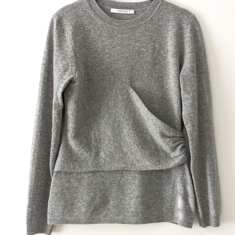 TheFoldLondon 100% cashmere, gray, hip length crew neck sweater
